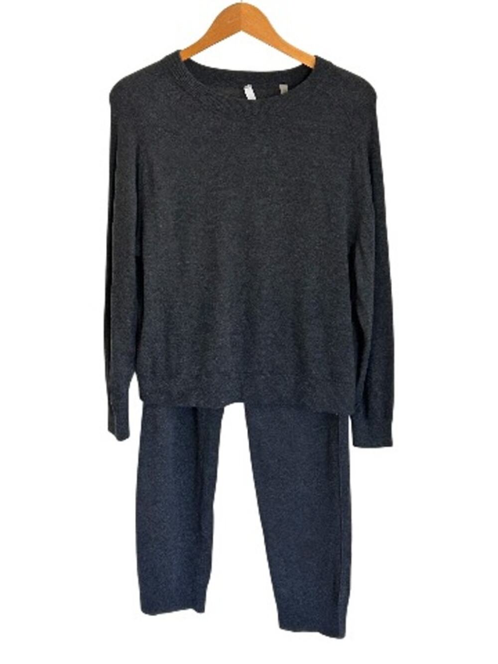 Cashmere Vince Tracksuit Suit Set, Gunmetal Grey, Small